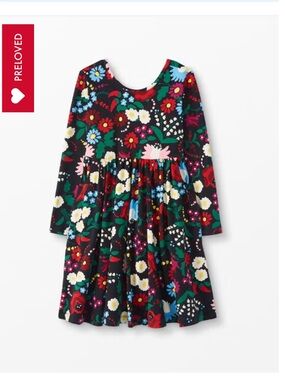 NWOT Hanna Andersson: Celebration Playdress Black Whimsy Floral Print: Size 8